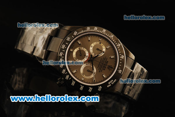 Rolex Daytona Chronograph Swiss Valjoux 7750 Automatic Movement PVD Case with Black Bezel and PVD Strap - Click Image to Close